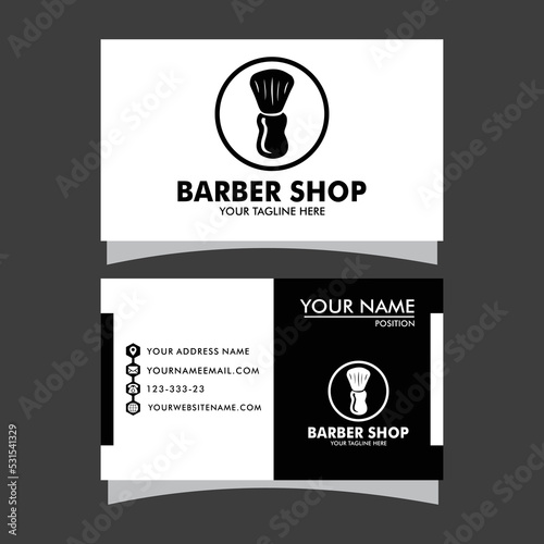 Barber shop business card and men's  salon or barber shop logo black and white