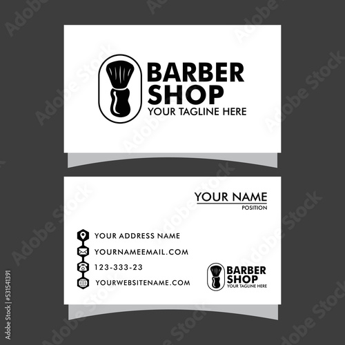 Barber shop business card and men's  salon or barber shop logo black and white