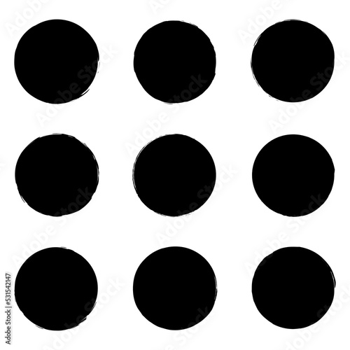 grunge circles. Trendy design. Circle frame set. Round shape. Vector illustration. stock image. 
