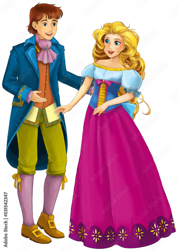 Cartoon cheerful married couple together romantic scene isolated illustration for children