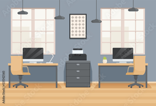 office interior with jobs in the city, vector illustration © MKavalenkau