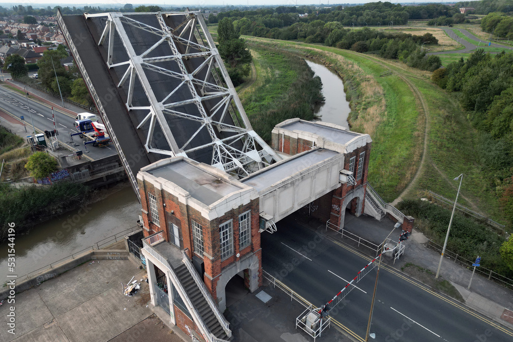 Sutton Road Bridge is a Scherzer Rolling Bascule road and pedestrian