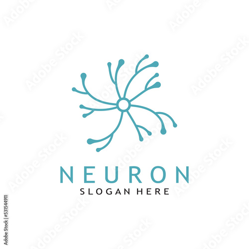 Brain logo or nerve cell logo with vector illustration template