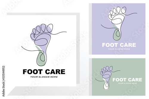 Foot Care Logo Design Health Illustration Woman Pedicure Salon Vector