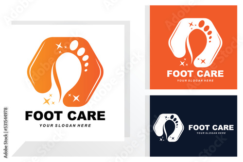 Foot Care Logo Design Health Illustration Woman Pedicure Salon Vector