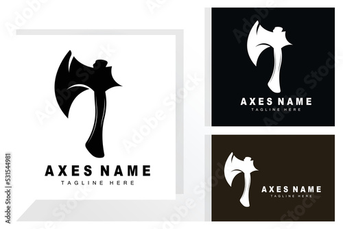Ax Logo Design, War Tool Illustration and Woodcutter Vector