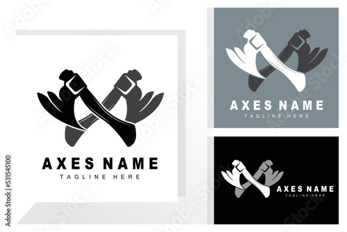 Ax Logo Design, War Tool Illustration and Woodcutter Vector