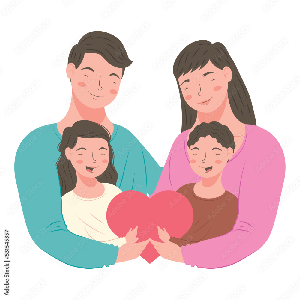 Obraz premium korean couple and kids