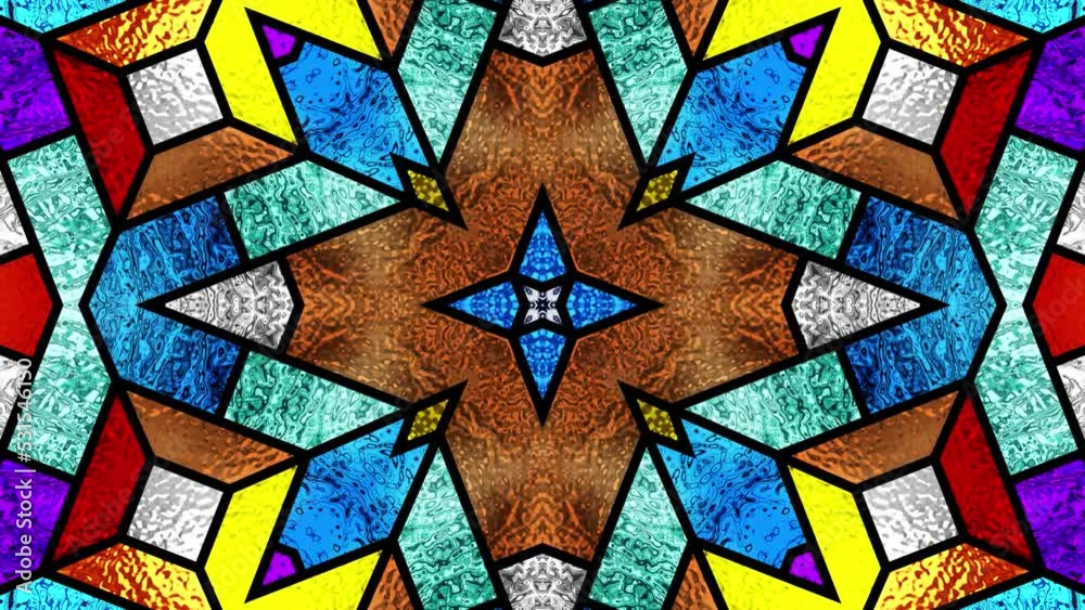 Night party background with stained glass window. Light. Seamless