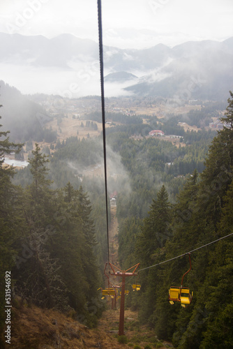 The cable car in old balkan mountains.