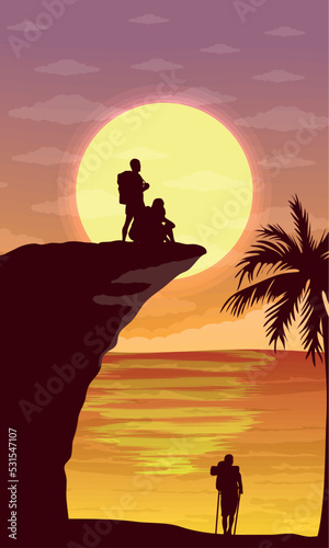 persons travelers in seascape