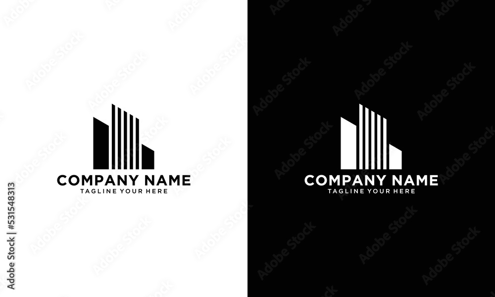 Building construction logo vector template. on a black and white background. Building construction logo vector template. on a black and white background.