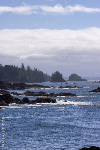 Rugged Rocks on a rocky shore on the West Coast of Pacific Ocean.