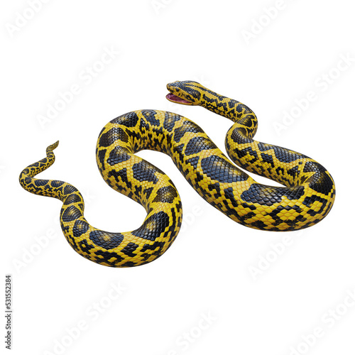 Yellow anaconda 3D illustration © DibiaDigital