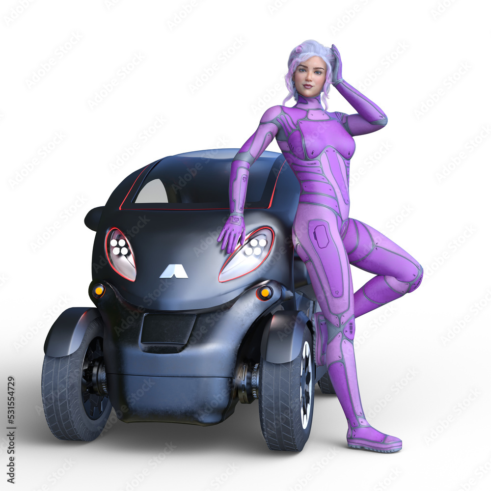 小型電気自動車とサイバーウーマン 小型電気自動車とサイバーウーマン