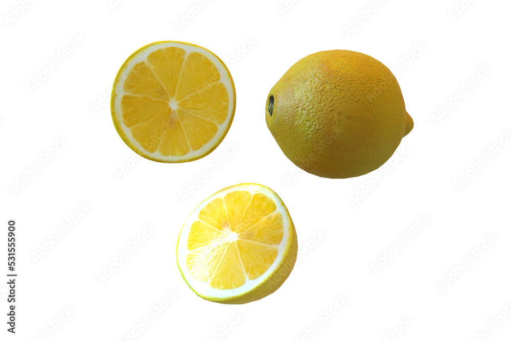 Lemon set on transparent background