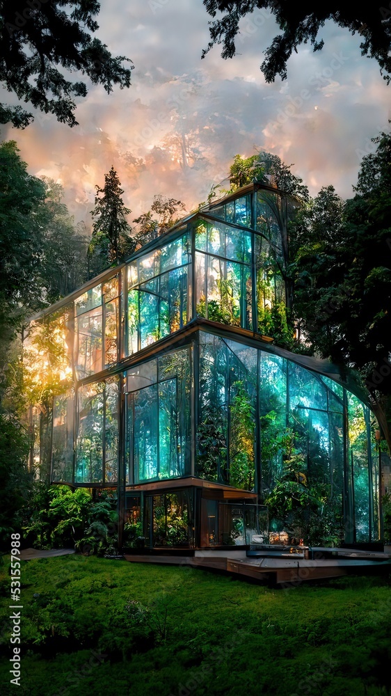 Glass House design concept forest