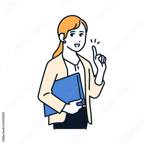 ポイントを説明するスーツの女性のシンプルなベクターイラスト素材