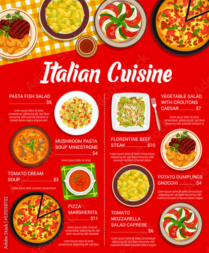 Fotografia Italian cuisine meals menu