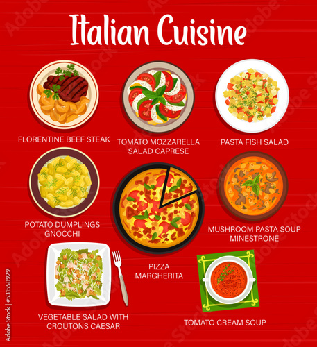 Fototapeta Italian cuisine meals menu template