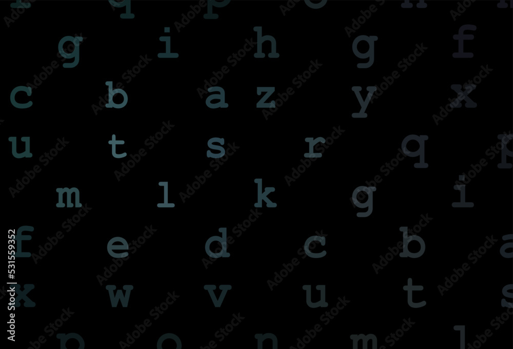 Dark blue vector background with signs of alphabet. Dark blue vector background with signs of alphabet.