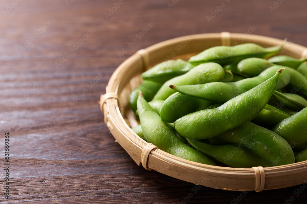 枝豆 木目背景イメージ 枝豆 木目背景イメージ