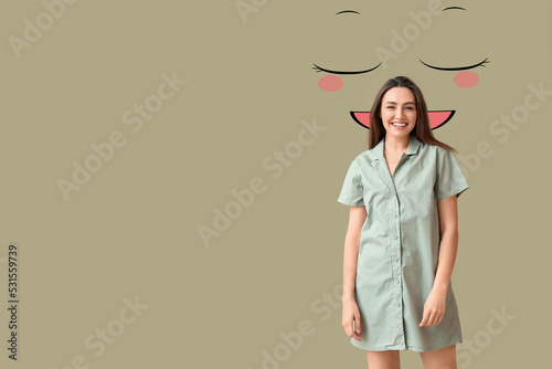 Beautiful young woman and d...