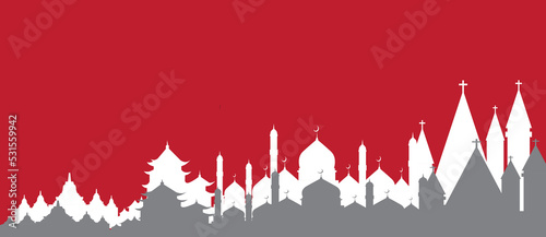 Indonesian Independence Day, Indonesian archipelago with red and white background and diversity