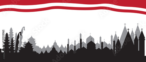 Indonesian Independence Day, Indonesian archipelago with red and white background and diversity