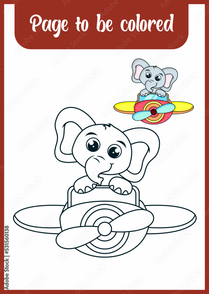 Fototapeta premium coloring book for kid, cute elephant
