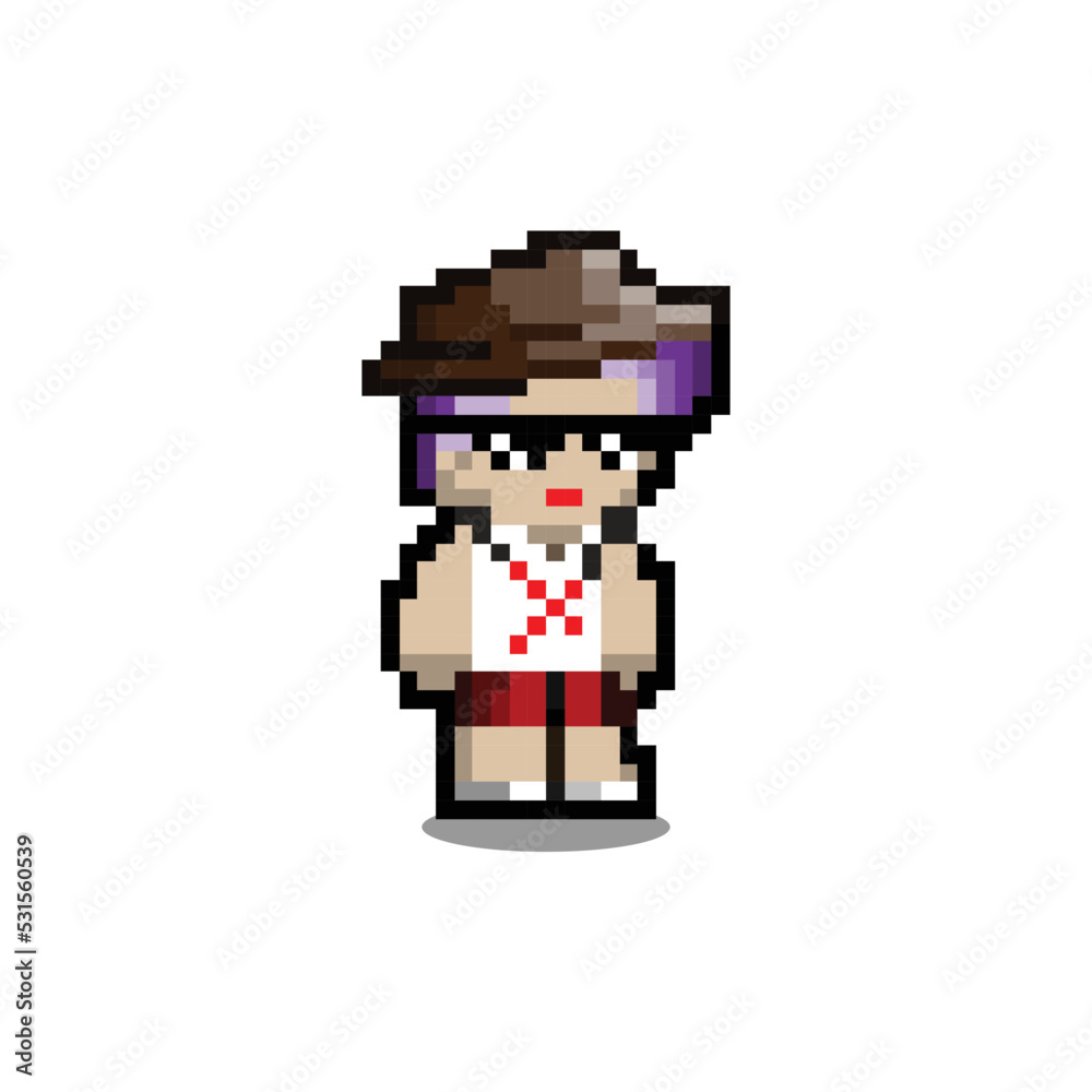 vector male character in pixel art. carton pixel design illustration.