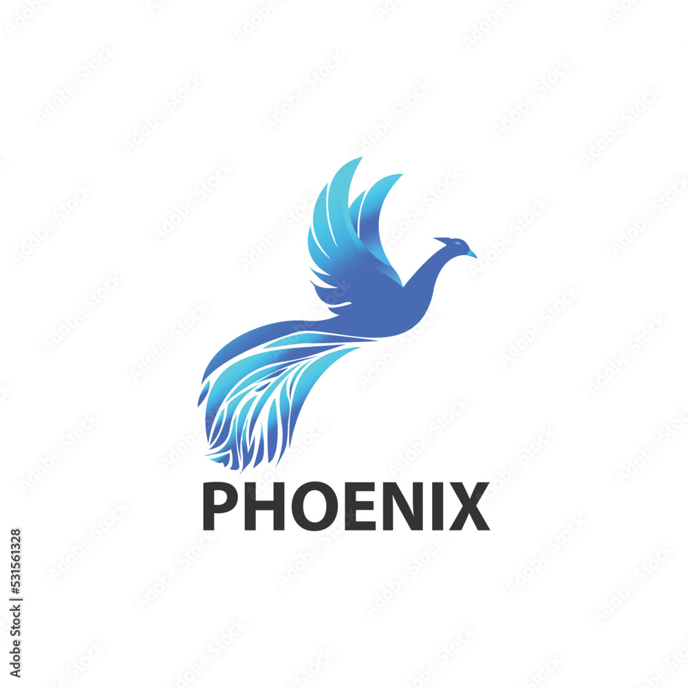 Fototapeta premium phoenix logo in blue color.