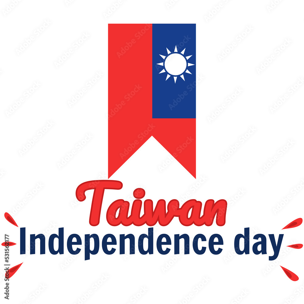 Taiwan independence day 10th double tenth October with taiwan flag symbol of patriotism and nationalism. vector flat design illustration feed social media background