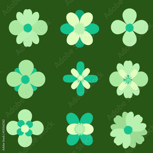 set of colorful flowers., vector, flower design illustration
