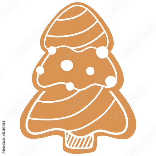vector Christmas gingerbread in the form of a Christmas tree on a white background.