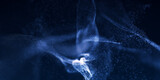Dark blue and glow particle abstract background.
