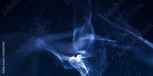 Dark blue and glow particle abstract background. 