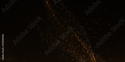 Digital wave gold line dot particles bokeh light background, luxury golden wave background