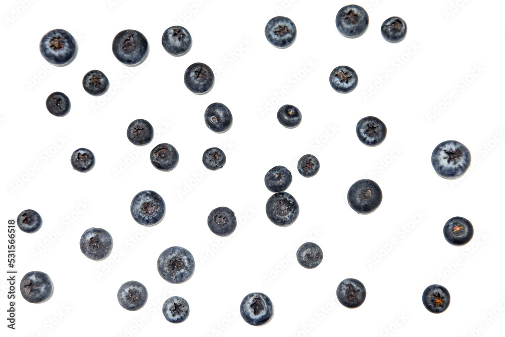 Blueberry fruit, blueberries isolated on white background