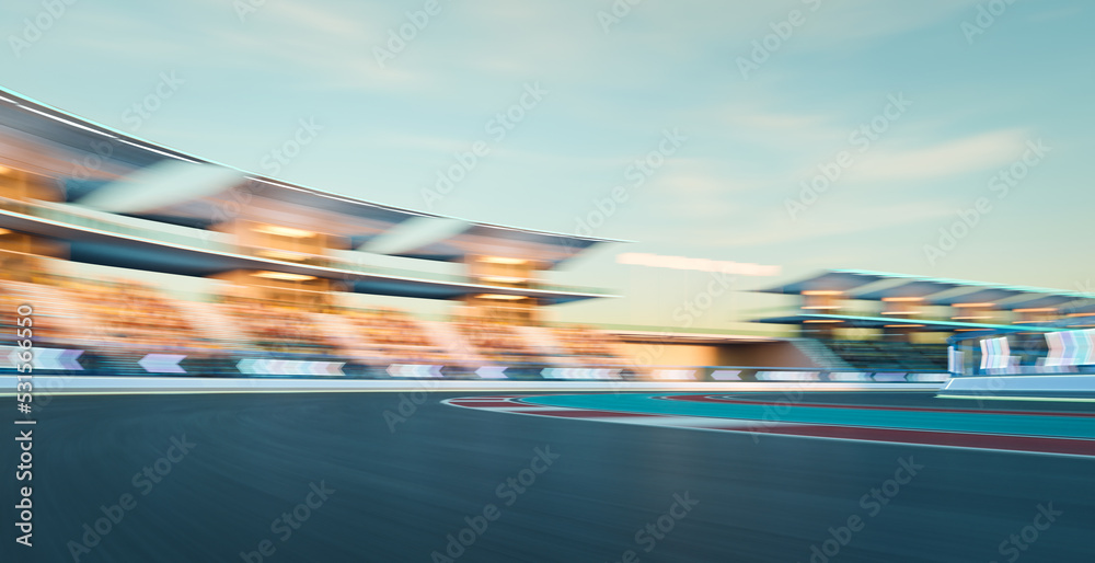 3d rendering racing concept of evening scene futuristic racetrack