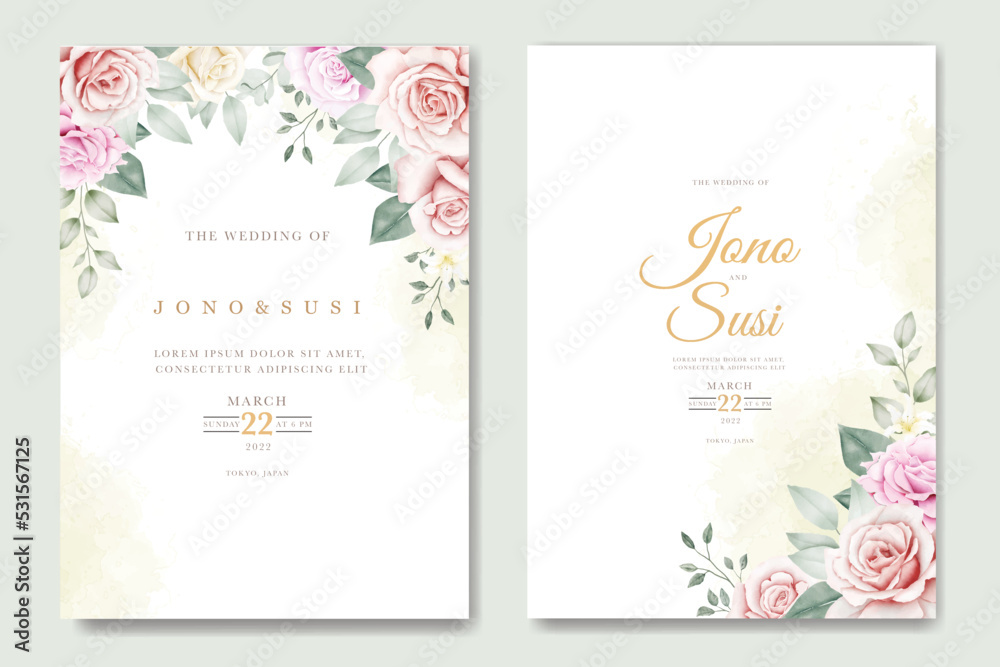 Beautiful Floral watercolor Wedding invitation Card