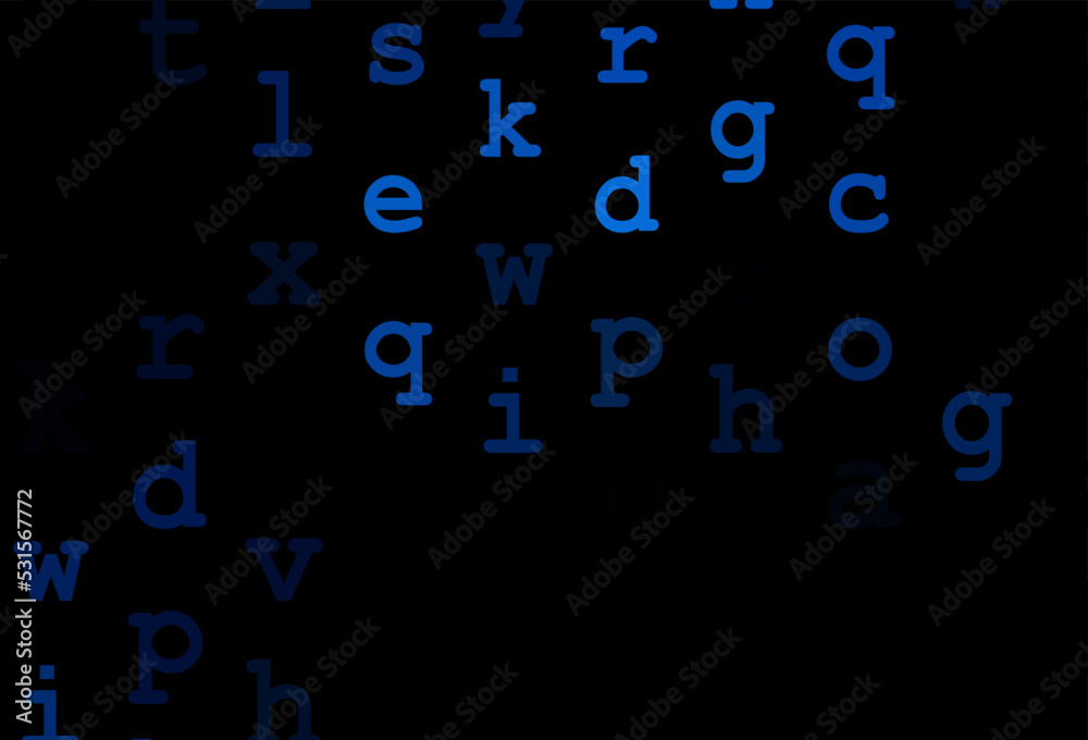 Dark blue vector template with isolated letters. Dark blue vector template with isolated letters.