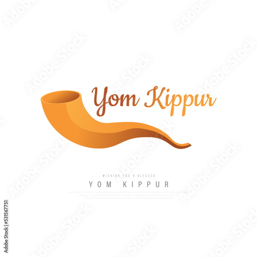 Obraz na plátně Yom Kippur, Shofar isolated on white background, vector illustration
