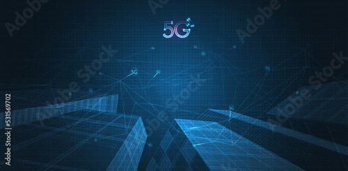 5G or 6G dot line mobile technology. Wireless data network and connection technology concept. high-speed, futuristic background. vector design