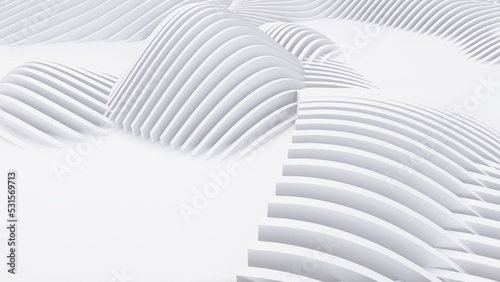 Abstract Curved Shapes. White Circular Background.