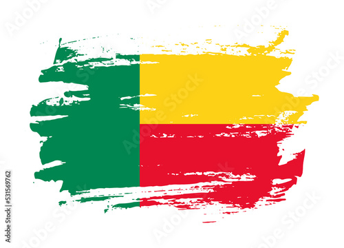 Grunge style textured flag of Benin country