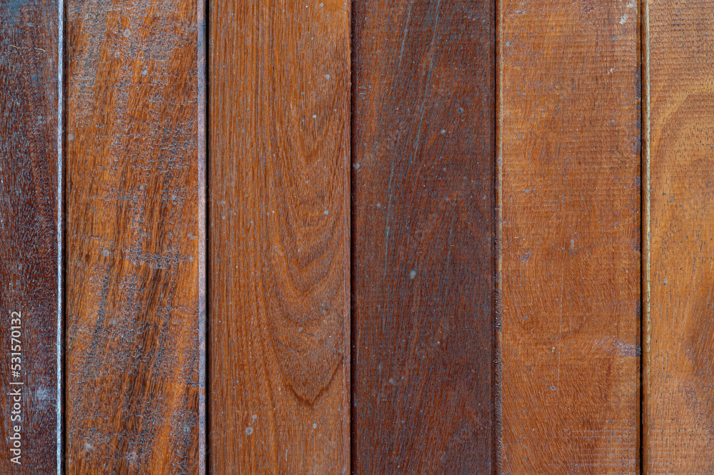 Fototapeta premium Plank wood table floor with natural pattern texture background.
