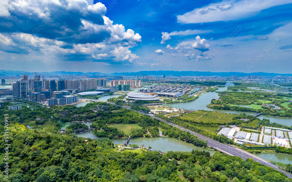 Urban environment of Shaoxing Olympic Sports Center, Zhejiang Province, China