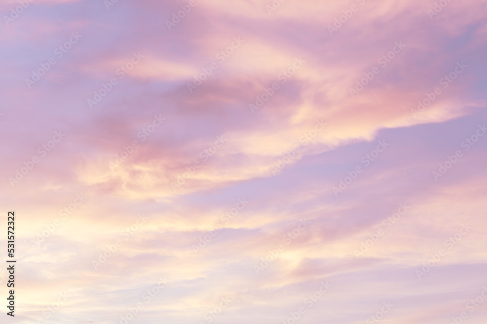Beautiful sky with cloud before sunset. Sunset sky for background or sunrise sky and cloud at morning. Pastel tone of evening sky.