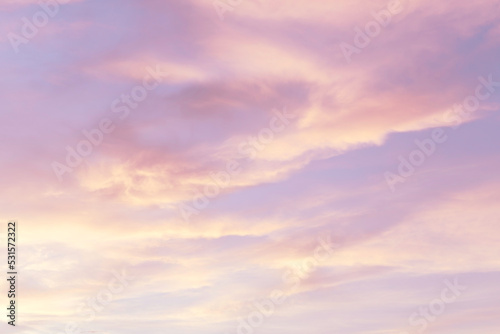 Beautiful sky with cloud before sunset. Sunset sky for background or sunrise sky and cloud at morning. Pastel tone of evening sky.